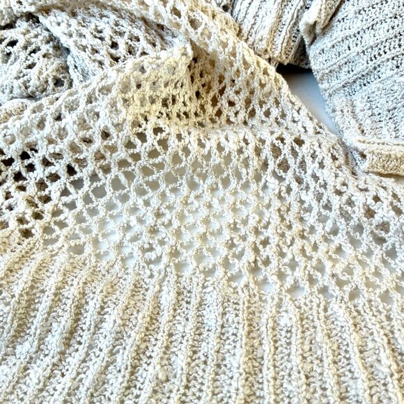 Xhilaration Boho Cardigan Sweater Cream Crochet Open Front Festival - Picture 9 of 13